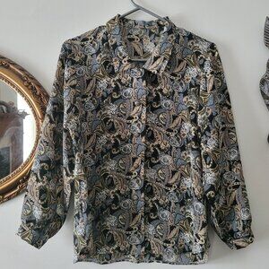 Vintage  long sleeve button-up blouse with paisley